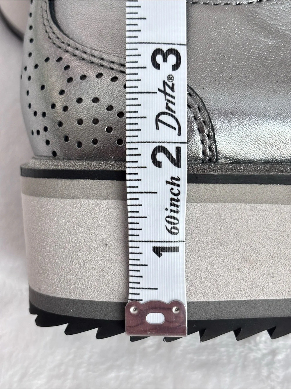 JOHNSTON & MURPHY Gracelyn Gore Metallic Pewter Slip-On Oxford Wedge--NEW--6.5